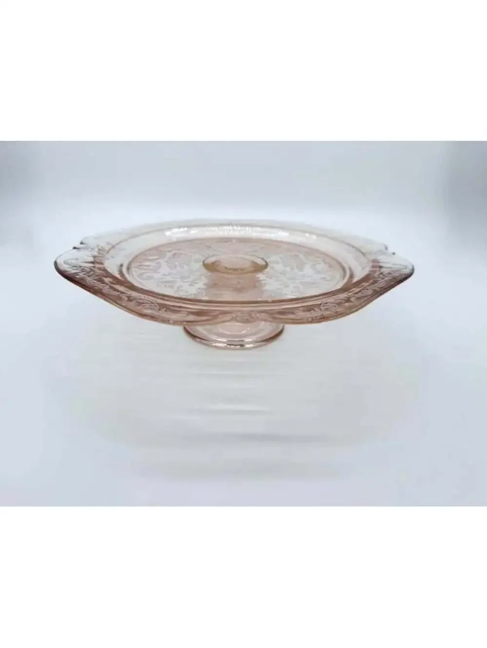 Vintage Indiana Glass Recollection Pink Madrid Footed Cake Plate Cake Stand